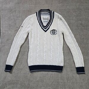 Helly Hansen Cable Knit Sweater Women Large Cricket Tennis Preppy Nautical Ivy